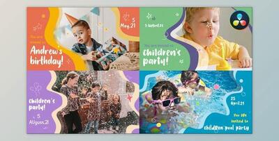 Kids Party Slideshow for DaVinci Resolve (VideoHive 37184302)