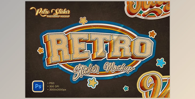 Retro Sticker Mockup - 92512937
