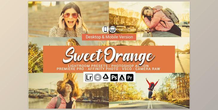 Sweet Orange Lightroom Presets CreativeMarket-5157492 (DNG, XMP, LRTEMPLATE, PDF, ATN) - Mobile , Desktop