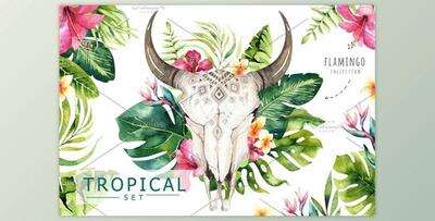 Tropical Boho Skulls and Bouquets By Peace ART (PNG, JPG, PDF)