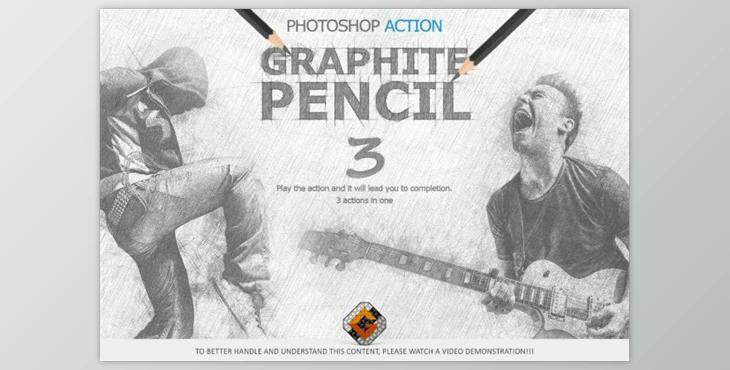 Graphite Pencil 3 Photoshop Actions By GrafxFun