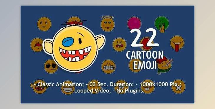 22 Cartoon Emoji (Videohive 23017206) - AE Project
