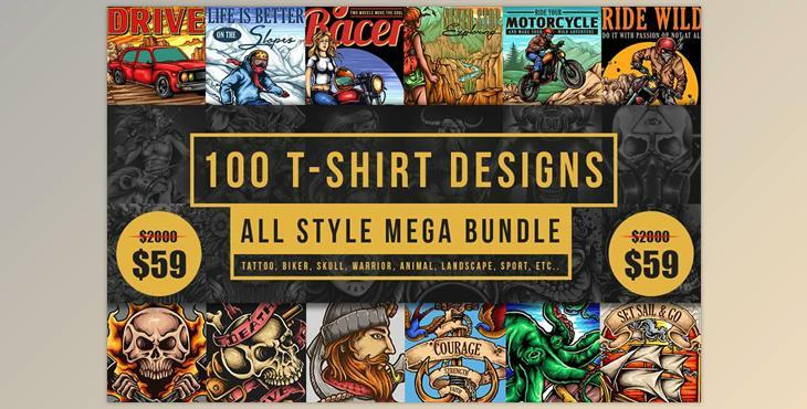 100 T-Shirt Designs CreativeMarket-2037879 (JPG, PNG, AI, EPS, PSD, SVG, CDR)