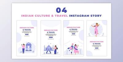 Indian Culture and Tour Places 2D Animation on Instagram Story (Videohive 47395228) - AE Project