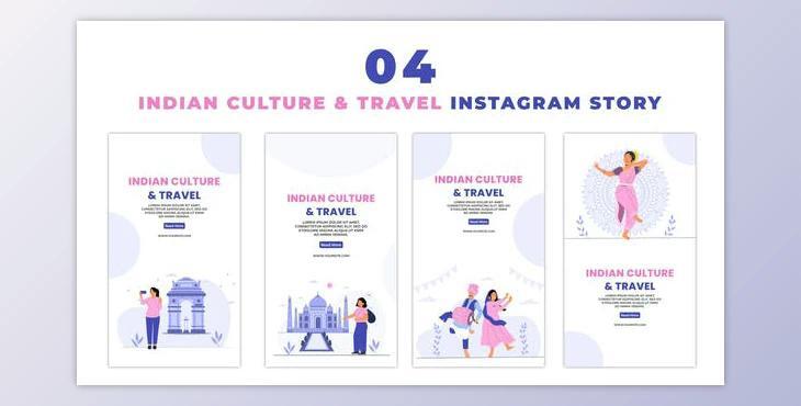 Indian Culture and Tour Places 2D Animation on Instagram Story (Videohive 47395228) - AE Project