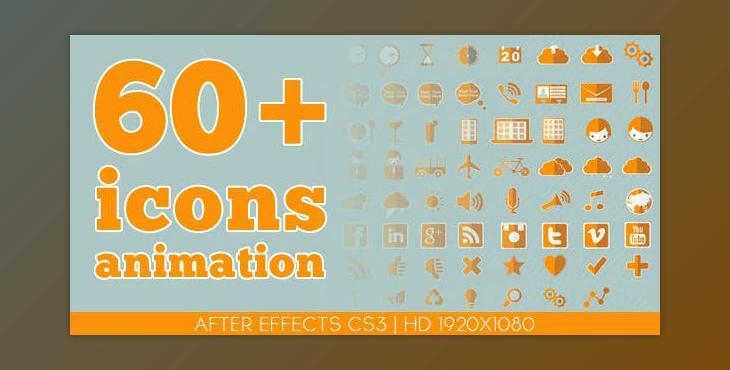 60 plus icons animation (Videohive 4946984) - AE Project