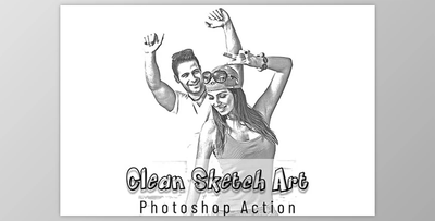 Clean Sketch Art Photoshop Action Creative Market - 7332640