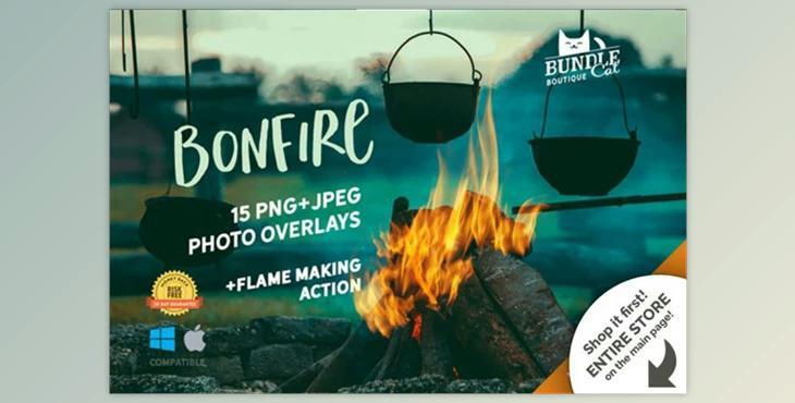 +15 Bonfire Photo Overlays (PNG, JPEG)