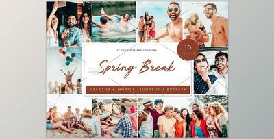 15 x Lightroom Presets Spring Break CreativeMarket-5962694 (XMP, LRTEMPLATE, DNG, JPG)