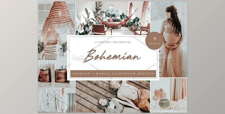 9 x Lightroom Presets, Bohemian CreativeMarket-5960700 (XMP, LRTEMPLATE, DNG, JPG)