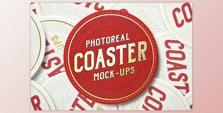 Photoreal Coaster Mockup Bundle Logo (PSD)