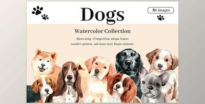 Dogs adorable Pet Watercolor