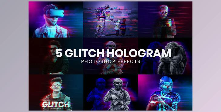 Hologram Glitch Photoshop Effects CreativeMarket - 10992829