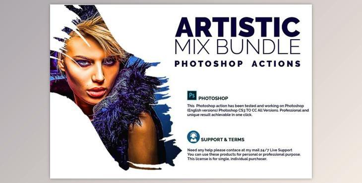 Artistic Mix Bundle Photoshop Action - CreativeMarket 4551077