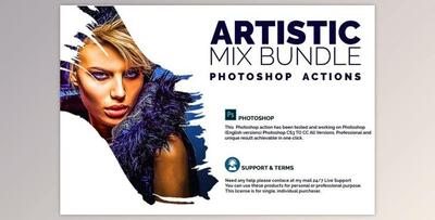 Artistic Mix Bundle Photoshop Action - CreativeMarket 4551077