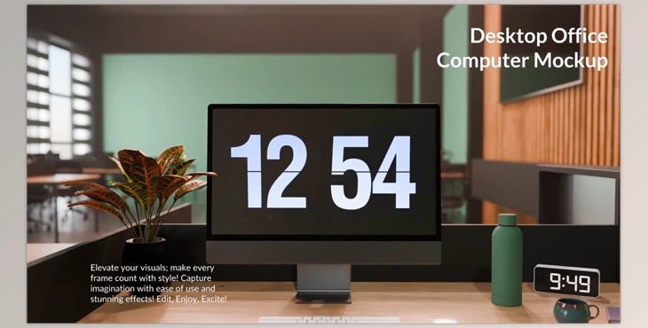 Videohive - Desktop Office Computer Mockup for DaVinci Resolve - 53982072