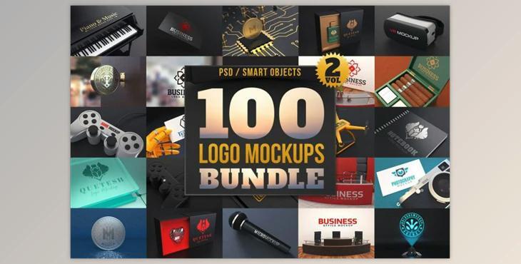 100 Logo Mockups Bundle Vol2 CreativeMarket-2390073 (PSD, JPG, PNG)