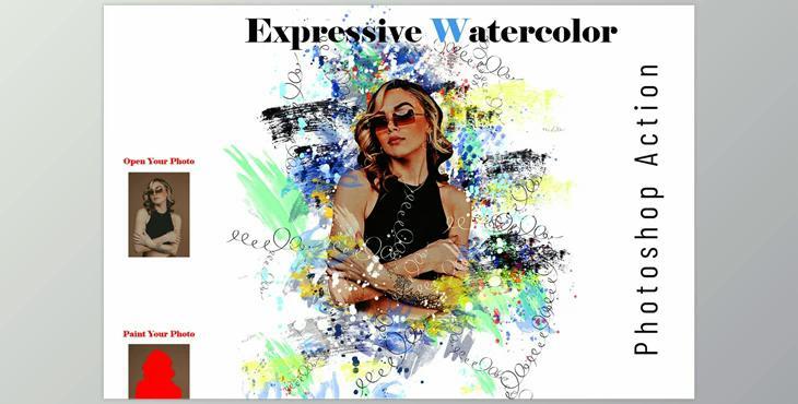 Expressive Watercolor PS Action CreativeMarket - 7120347