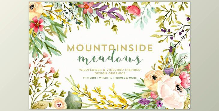 Mountainside Meadows Wildflowers CreativeMarket-1286565 (PNG, JPG, PSD, PDF)