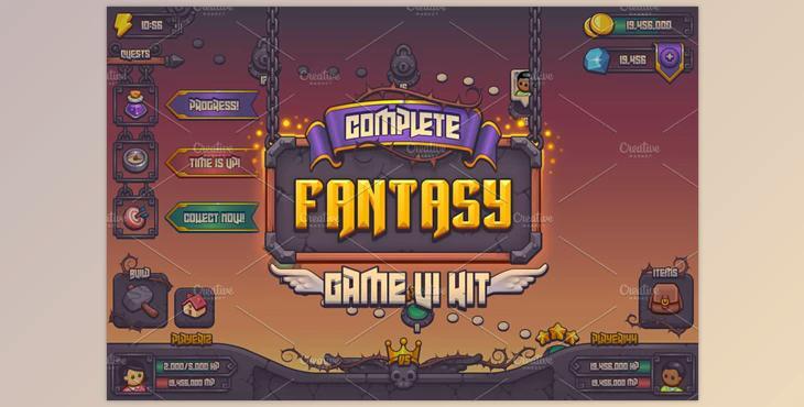 Complete Fantasy Game UI kit CreativeMarket-959421