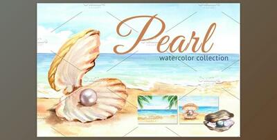 Pearls. Watercolor collection By Daria Ustiugova (PSD, JPG)