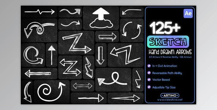 125 Sketch Hand Drawn Arrows (Videohive 52307884) - AE Project
