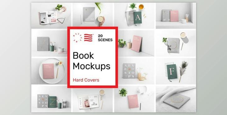Book Cover Mockups – Hardcover Book (PSD, JPG, PDF)