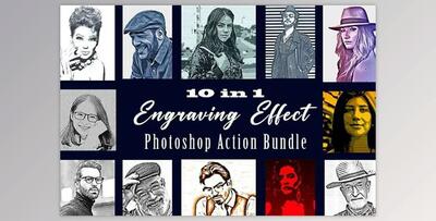 Engraving Effect PS Action Bundle Creativemarket - 10954347