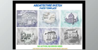 Architecture Sketch Photo Template CreativeMarket-4545095