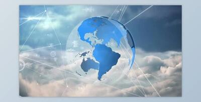 Rotating globe with sky background (Videohive 30215636)