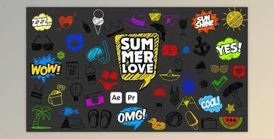 Summer Scribble Icons (Videohive 52070168) - AE Project