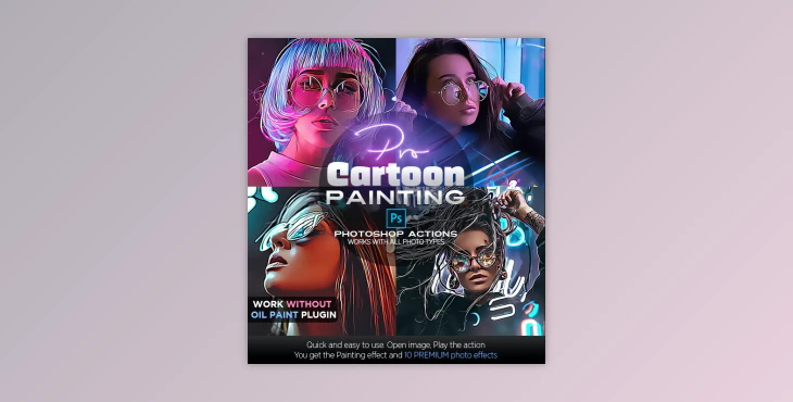 PRO Cartoon Painting Photoshop Action By ArcadiaPixels