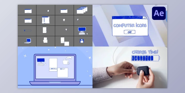 Computer Interface Icons Hand Drawn for After Effects (Videohive 50840791) - AE Project