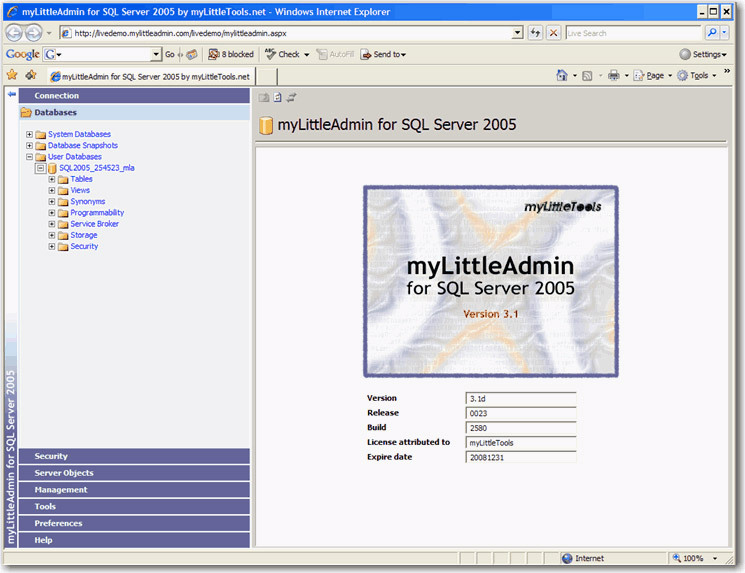 myLittleAdmin for SQL Server 3.8