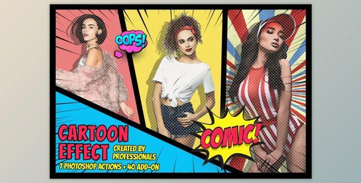 Cartoon Effect Photoshop Actions - Creative Market 3885756