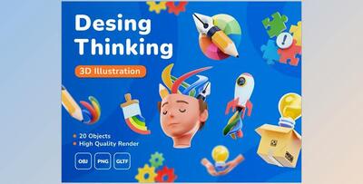 UI8 – 20 3D Design Thinking Icon Set