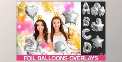 Foil Number Alphabet Balloon Overlay