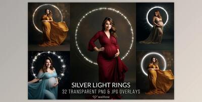 Creativemarket – Maternity silver light ring overlay