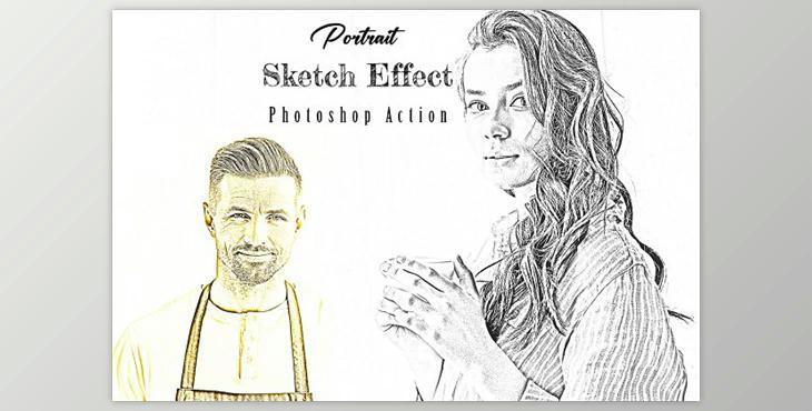 Portrait Sketch Effect Photoshop Action CreativeMarket - 10892000
