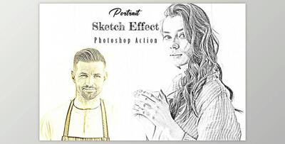 Portrait Sketch Effect Photoshop Action CreativeMarket - 10892000