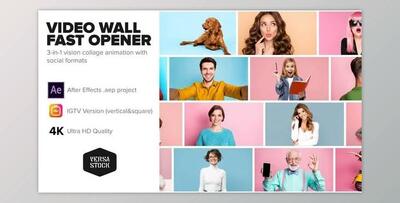 Video Wall Fast Opener 4K and Social (Videohive 30384691) - AE Project