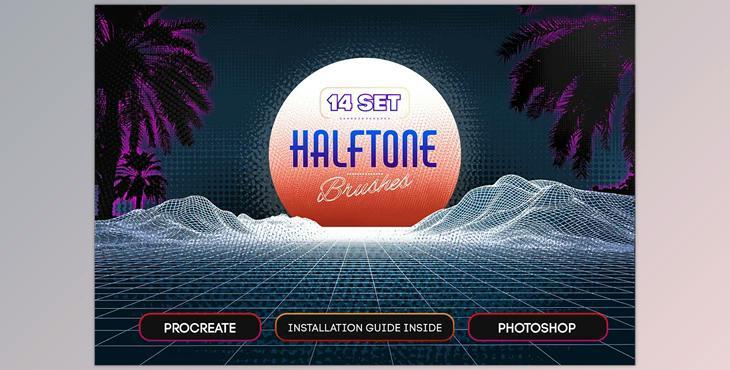 14 Halftone Procreate & PS Brushes CreativeMarket-5617688 (ABR, BRUSH)