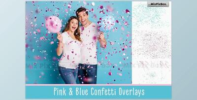 Pink and Blue Confetti Overlays CreativeMarket - 6032880
