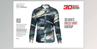 3D Men’s Dress Shirt LS Mockup By Mildstudio (PSD)