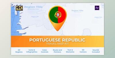 Portugal Map - Portuguese Republic Travel Map (Videohive)