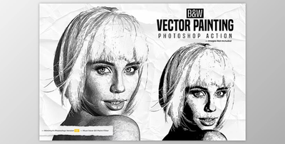 B&W Vector Painting Photoshop Action - 156303669