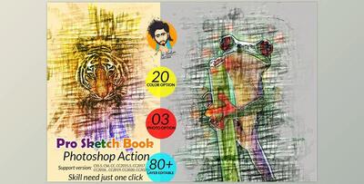 Pro Sketch Book Photoshop Action CreativeMarket - 5796722
