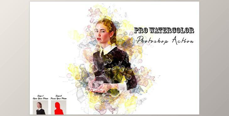 Pro Watercolor Photoshop Action CreativeMarket - 7523466