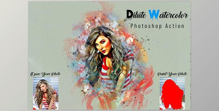 Dilute Watercolor Photoshop Action CreativeMarket - 7012878