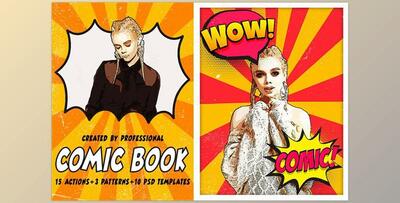 Comic Book Photoshop Actions CreativeMarket-5440274 (PSD, PAT, ATN)